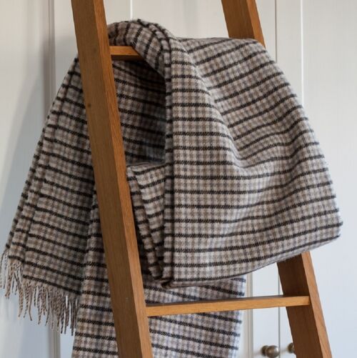 Hygge Cashmere Chequered Blanket |  Oat, Brown, Beige