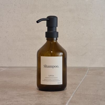 Distributore di shampoo in vetro da 300 ml con pompa nera