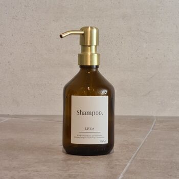 Distributeur de shampooing en verre 300ml avec pompe en or 1