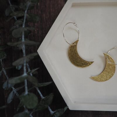 Brass Earrings - Large Moon