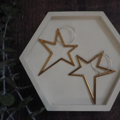 Brass Earrings - Large Open Star