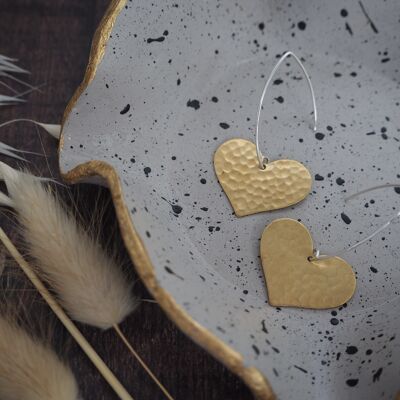 Brass Earrings -  Large Heart