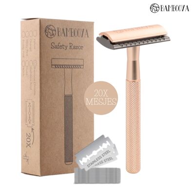 Bambooya Safety Razor + 20 Razor Blades - Gold & Black