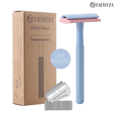 Bambooya Safety Razor + 20 Razor Blades - Frosty Pink