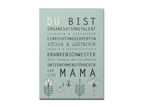 Postkarte "Du bist Mama", grün