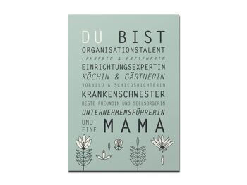 Carte postale "Tu es maman", verte 1