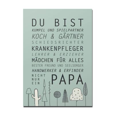 Postkarte "Du bist Papa", grün