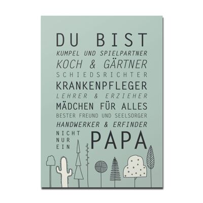 Carte postale "Tu es papa", verte