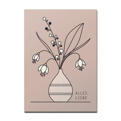 Postkarte "Du "Alles Liebe", Blumenstrauß
