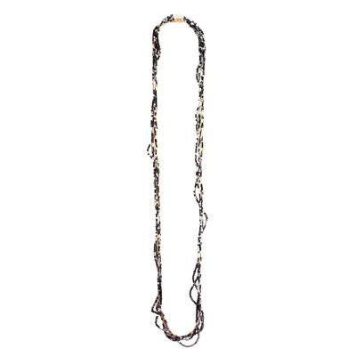 ORGANIC OPULENCE long braided hematine necklace