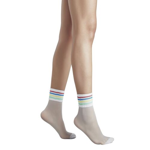 Penti Rainbow Stripe Fashion Ankle Highs White