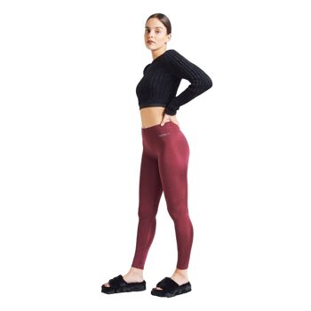 Leggings taille haute brillant bordeaux fasheon 1