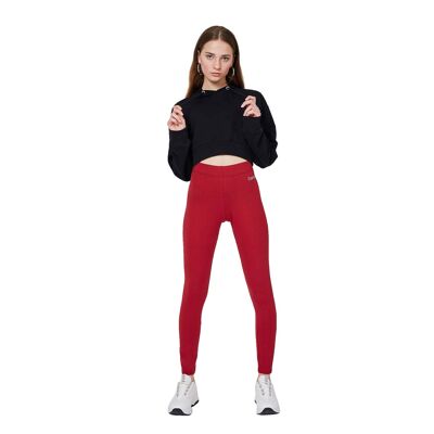 fasheon Red Basic High Waisted Slogan Leggings