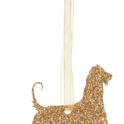 Decoración navideña de perro afgano con purpurina