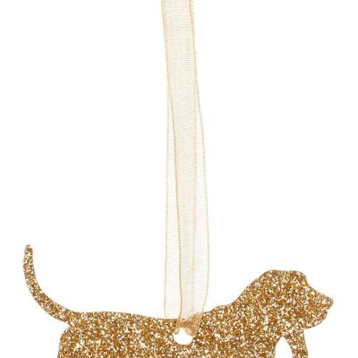 Glitter Basset Hound Christmas Decoration