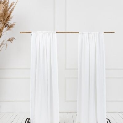 Panel de cortinas con bolsillo para barra de lino con macramé