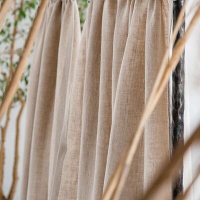 Panel de cortinas de lino con bolsillo para barra