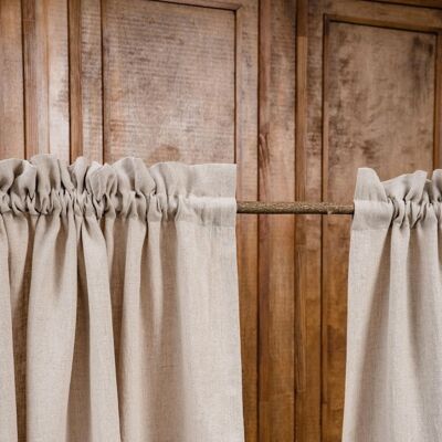 Panel de cortinas de lino con bolsillo para barra y cabecera