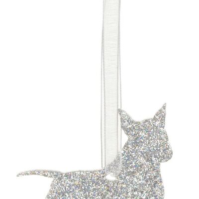 Glitter Miniature Bull Terrier Christmas Decoration