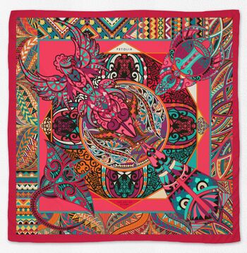Foulard Power of Life 100% soie twill - Rouge 90*90 cm 6