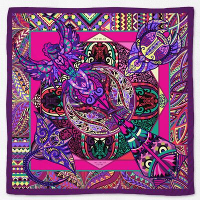 Power of Life  100% silk twill scarf - Purple