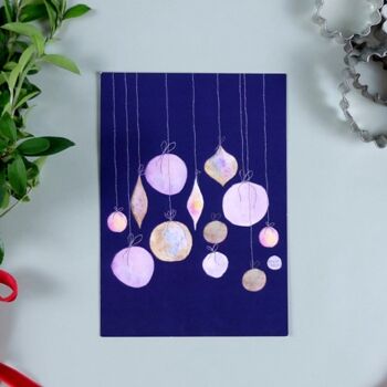 Carte postale Boules de Noël bleu 2