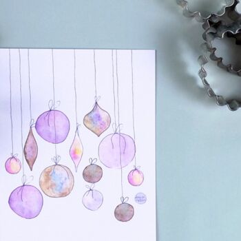Carte postale Boules de Noël violet 2