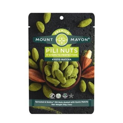 Slowly Sprouted and Dried Premium Pili Nuts (SloDry ™) with Matcha - Flat Sachet of 30g