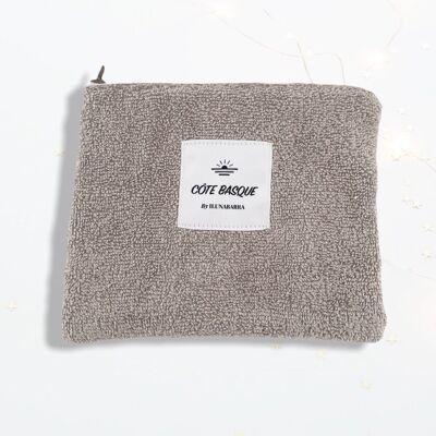 Terry Cloth Pouch - S - Gray / Taupe