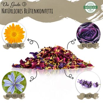 Confettis de fleurs séchées / confettis de mariage à base de rose violette, souci, mauve et lavande (mélange de 4 violettes) 2