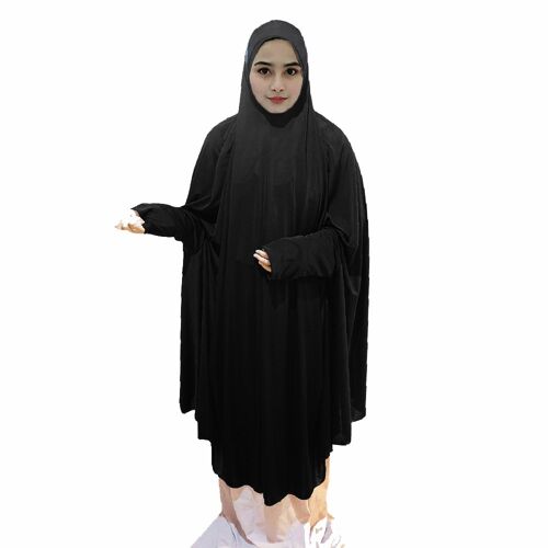 Overhead abaya prayer gown hajj umrah ladies womens girls jilbab burka dress - BLACK