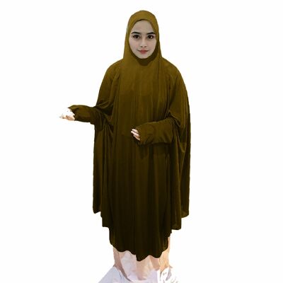 Abito da preghiera abaya sopra la testa hajj umrah signore donna ragazze jilbab burka vestito - MARRONE
