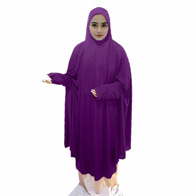 Abito da preghiera abaya sopra la testa hajj umrah signore donna ragazze jilbab burka vestito - VIOLA