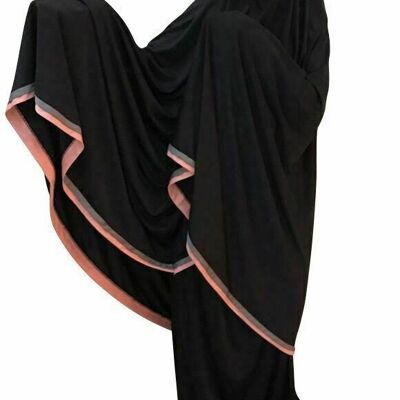 Telekung nero 2 pezzi Lush preghiera musulmana indossare lungo Hijab Khimar Umra Mukena - NERO