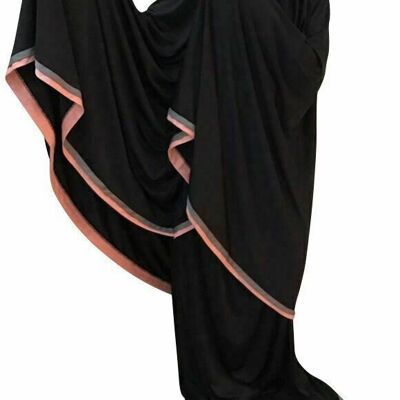 Telekung Black 2 piezas Exuberante ropa de oración musulmana Hijab largo Khimar Umra Mukena - NEGRO