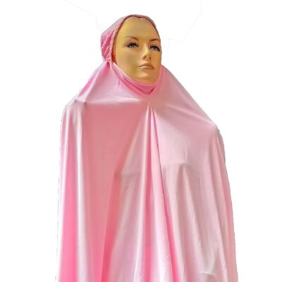 Telekung nero 2 pezzi Lussureggiante preghiera musulmana indossare lungo Hijab Khimar Umra Mukena - ROSA