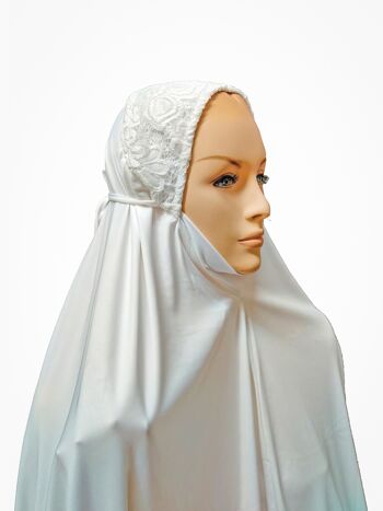 Telekung Noir 2 pièces Lush Muslim Prayer Wear Long Hijab Khimar Umra Mukena -BLANC 3