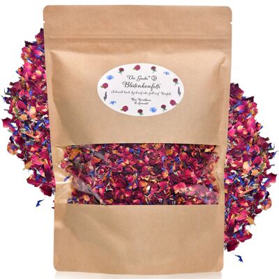 Dried flower confetti / wedding confetti made from rose violet, cornflower and lavender