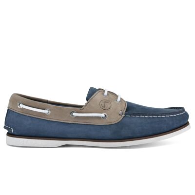 Men’s Boat Shoes Seajure Vicentina Camel and Blue Nubuck Leather