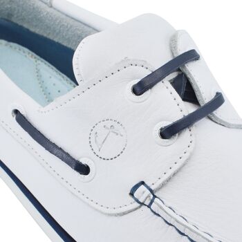 Chaussures Bateau Homme Seajure Sauvage Cuir Blanc et Bleu Marine 5