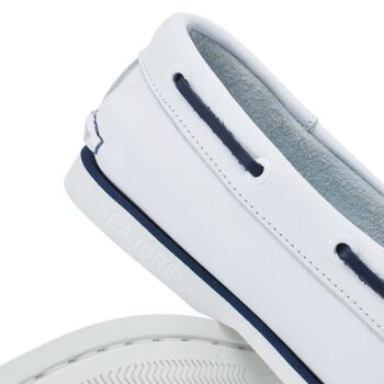 Chaussures Bateau Homme Seajure Sauvage Cuir Blanc et Bleu Marine 6