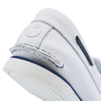 Chaussures Bateau Homme Seajure Sauvage Cuir Blanc et Bleu Marine 7