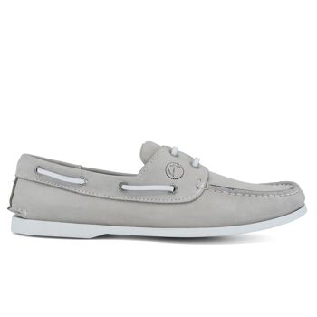 Chaussures Bateau Homme Seajure Unawatuna Cuir Nubuck Gris Clair 1