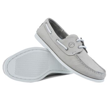 Chaussures Bateau Homme Seajure Unawatuna Cuir Nubuck Gris Clair 4