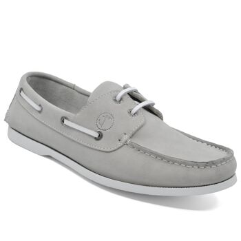 Chaussures Bateau Homme Seajure Unawatuna Cuir Nubuck Gris Clair 7