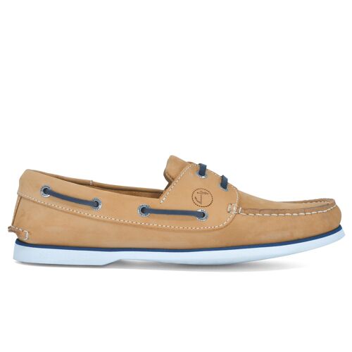 Men’s Boat Shoes Seajure Cofete Camel and Navy Blue Nubuck Leather