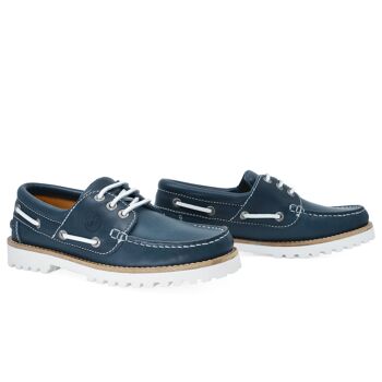 Chaussures Bateau Femme Seajure Sibang Cuir Bleu Marine et Blanc 2