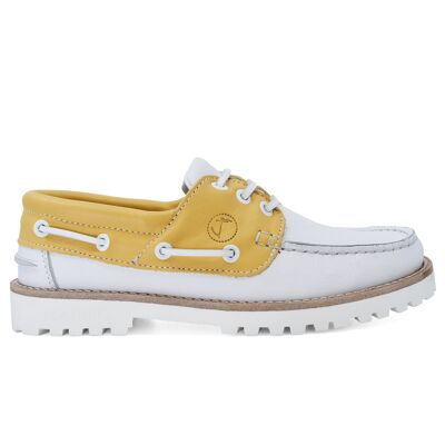 Women’s Boat Shoes Seajure Quirimbas Leather Yellow and White