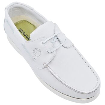 Chaussures Bateau Femme Seajure Shoal Cuir Blanc 3