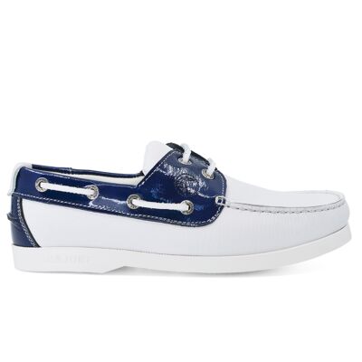 Chaussures Bateau Femme Seajure Ffryes Cuir Bleu Marine et Blanc